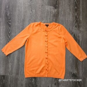 Talbots scalloped edge orange cardigan